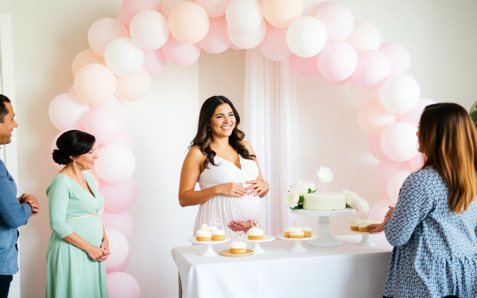 Softly styled baby shower dessert table with pastel florals at a Miami family celebration